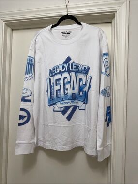 Paper Planes Light Blue & White Long Sleeve Tee with Blue 'Legacy' Graphics